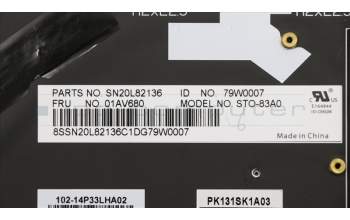 Lenovo 01AV680 NB_KYB KB BLK Chicony Arabic