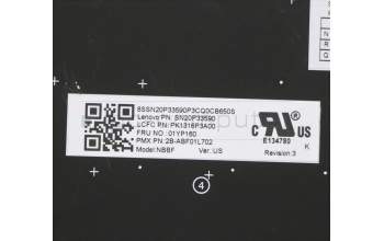 Lenovo 01YP160 Keyboard Internal, English, Black, Non-Backlight, US