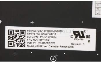 Lenovo 01YP202 Keyboard Internal, Canadian French 058, Black, Backlight, UK