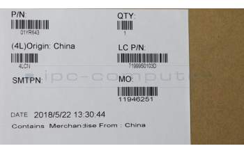 Lenovo 01YR643 MECH_ASM GRP_KBD_Bzl_CZS,FPR_NFC,BK,SUN