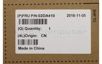 Lenovo 02DA410 FRU A-Abdeckung ASMF WWAN NA, Schwarz