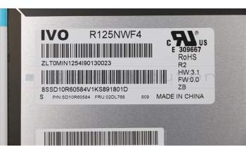 Lenovo 02DL768 DISPLAY 12.5 3.0tFHDIPSAG oncellPanelIVO