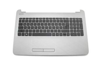 Tastatur inkl. Topcase DE (deutsch) schwarz/silber weiße Beschriftung, Linienstruktur auf Gehäuseoberfläche original für HP 15-ba047ng (Y5K34EA)