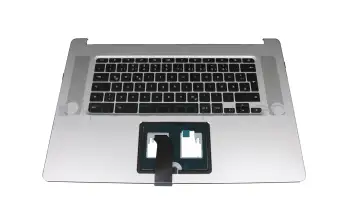 Tastatur inkl. Topcase DE (deutsch) schwarz/silber mit Backlight original für Acer Chromebook 15 (CB515-1HT)