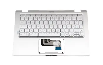 Tastatur inkl. Topcase DE (deutsch) silber/silber mit Backlight original für Asus Chromebook Flip C434TA