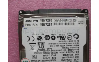Lenovo 45N7287 320G 2.5 9.5mm 5400R 3Gb/s SATA WD 8M
