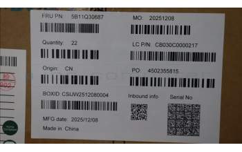 Lenovo 5B11Q30687 Lenovo BATTERY, 15.52V, 80Wh, 4cell