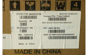 Lenovo 5B40S22139 Bracket C 82S9 Touch pad