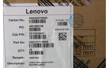 Lenovo 5C10S30441 CABLE EDP cable H 21CX 40pinIRlong60HZ