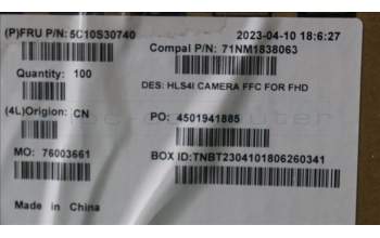 Lenovo 5C10S30740 CABLE Kamerakabel C 82XD FHD FFC