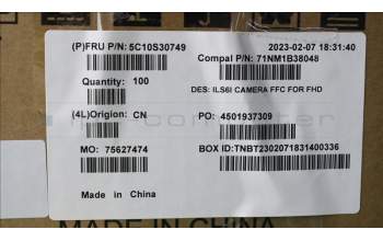 Lenovo 5C10S30749 CABLE Kamerakabel C 82XF FHD FFC