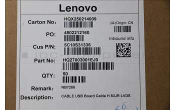 Lenovo 5C10S31336 USB Board Cable H 83JR LVDS