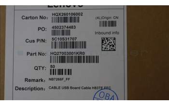 Lenovo 5C10S31707 CABLE USB Board Cable H83TE FFC
