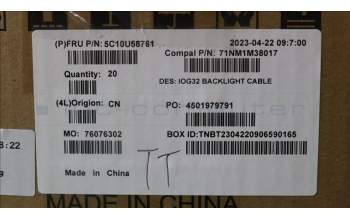 Lenovo 5C10U58761 CABLE Fru,H-CONN SET 7HQ C/B-LCD_BA