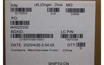 Lenovo 5C11P26316 CABLE FRU Flachbandkabel ME630 M/B-FPR_IO/B