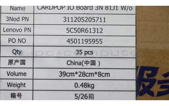 Lenovo 5C50R61312 CARDPOP IO Board 3N 81J1 W/o cable