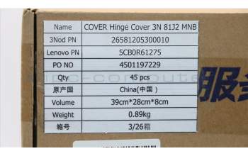 Lenovo 5CB0R61275 Hinge Cover 3N 81J2 MNB