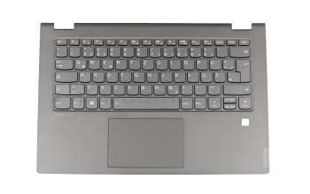 5CB0S17337 Original Lenovo Tastatur inkl. Topcase DE (deutsch) grau/grau mit Backlight für Fingerprint