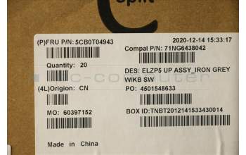 Lenovo 5CB0T04943 Tastatur inkl. Topcase C 81JS IG W/KB SW