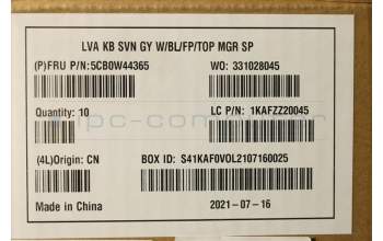 Lenovo 5CB0W44365 Tastatur inkl. Topcase20RV FP_MGR_BL_ SLV