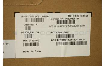 Lenovo 5CB1C04906 Tastatur inkl. TopcaseASM_SLV C82L3 StoBL
