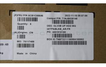 Lenovo 5CB1C88646 C-Cover with keyboard,French Arabic,Mineral Grey,Backlight