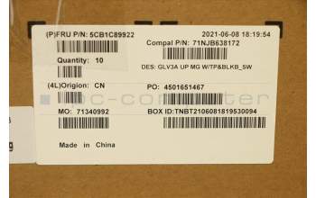Lenovo 5CB1C89922 C-Cover with keyboard,Switzerland,Mineral Grey,Backlight