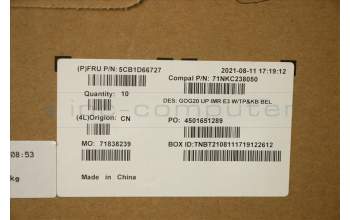 Lenovo 5CB1D66727 C-Cover with keyboard, Belgian