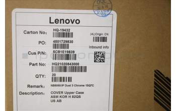 Lenovo 5CB1E19839 COVER Upper Case ASM KOR H 82QS US AB