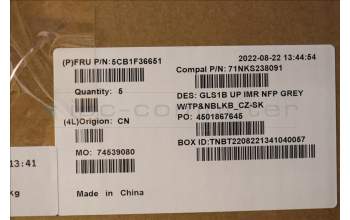 Lenovo 5CB1F36651 Tastatur inkl. TopcaseASM_CZE/SLK C82R1 NFP CG