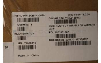 Lenovo 5CB1H30559 Tastatur inkl. Topcase ASM_UKR C 82S9 BLA