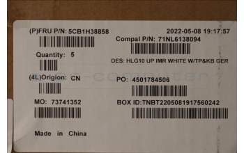 Lenovo 5CB1H38858 Tastatur inkl. Topcase deutsch C 82S9 WHT