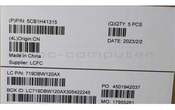 Lenovo 5CB1H41315 C-Cover with keyboard, Arabic, Arctic Grey, Fingerprint, US