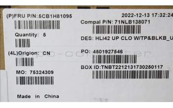 Lenovo 5CB1H81095 Tastatur inkl. TopcaseASM_UK C82SH CloBL