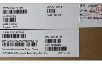 Lenovo 5CB1H81819 COVER ROC1_JT6C1_DCOV_UMA_SUB_ASSY_GRAY