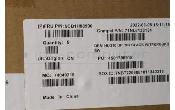 Lenovo 5CB1H88900 Tastatur inkl. Topcase ASM_SWS C82S9RGB BLA