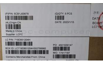 Lenovo 5CB1J00678 C-Abdeckung mit Tastatur, Französisch, Wolkengrau, Fingerabdruckleser