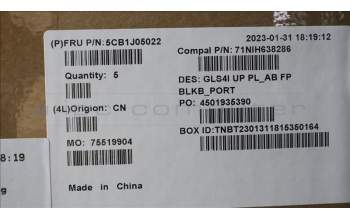 Lenovo 5CB1J05022 C-Cover with keyboard,Portuguese,Abyss Blue,Backlight,FingerPrint