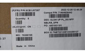 Lenovo 5CB1J07357 Tastatur inkl. TopcaseASM_SPA C82SD PLSG NFPNBL