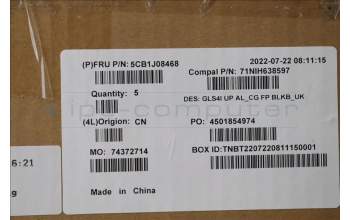 Lenovo 5CB1J08468 Tastatur inkl. TopcaseASM_UK C82SD ALCG FPBL