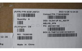 Lenovo 5CB1J08731 C-Cover with keyboard,Spanish,Abyss Blue,Non_Backlight,FingerPrint