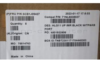 Lenovo 5CB1J09427 C-Cover with keyboard, Portuguese, Black, UK