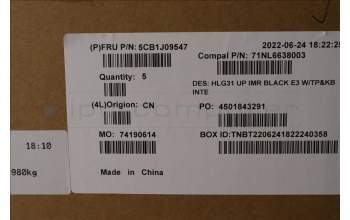 Lenovo 5CB1J09547 Tastatur inkl. TopcaseASMEURO ENG C82SA E3 BLA