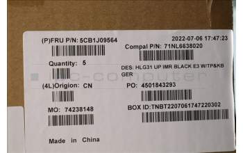 Lenovo 5CB1J09564 Tastatur inkl. TopcaseASM_GER C82SA E3 BLA