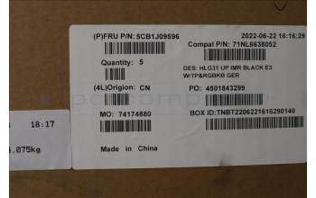 Lenovo 5CB1J09596 Tastatur inkl. TopcaseASM_GER C82SARGB E3 BLA