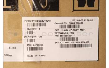 Lenovo 5CB1J10010 Tastatur inkl. Topcase ASM_RUS C 21DM BLKB N