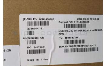 Lenovo 5CB1J38983 Tastatur inkl. Topcase spanisch C 82SB BLA