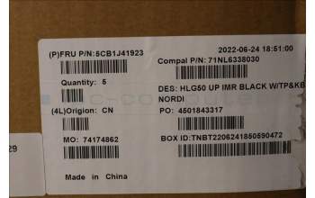 Lenovo 5CB1J41923 C-Cover with keyboard,Nordic,Black,Backlight