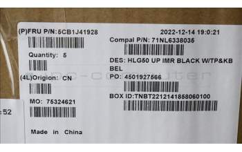 Lenovo 5CB1J41928 C-Cover with keyboard,Belgian