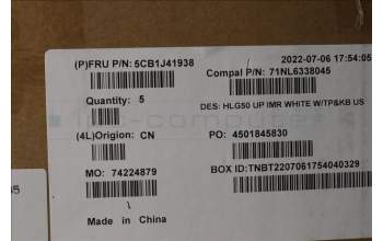 Lenovo 5CB1J41938 Tastatur inkl. Topcase ASM_ENG C 82SB WHT